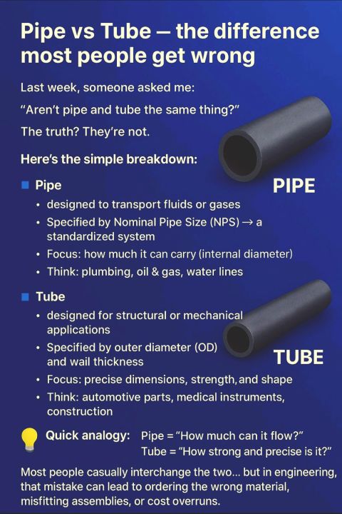 Sự khác biệt chính giữa ống và tube - NGUYỄN QUANG HƯNG BLOG